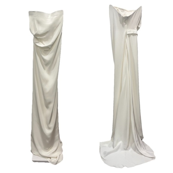 CHRISTOPHER ESBER dress silk strapless maxi gathered column wedding bride 6 NWT - Picture 4 of 13